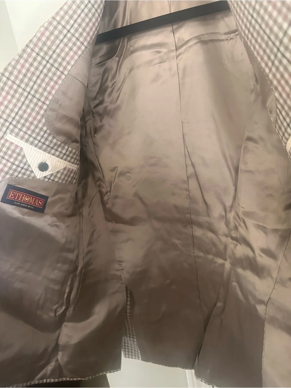 Ethomas Men's Checked Sport Coat in Brown and Cream